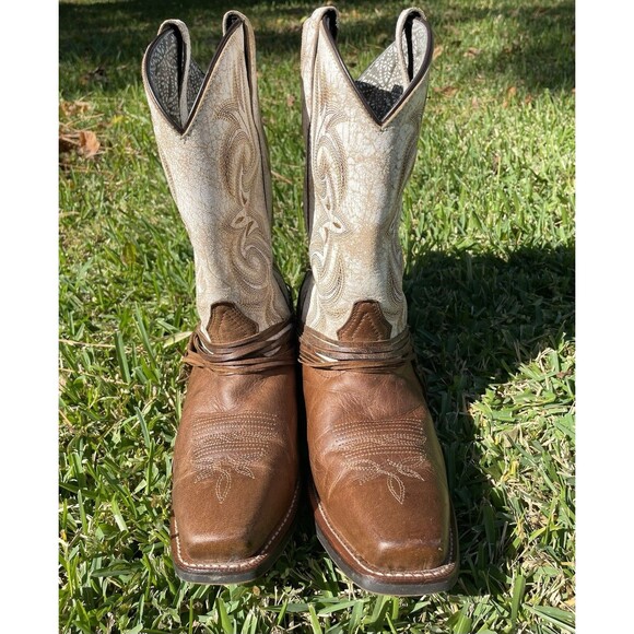 Laredo Women’s Myra Ankle Fringe Western Boots Leather Square Toe Size 9 - Picture 8 of 11